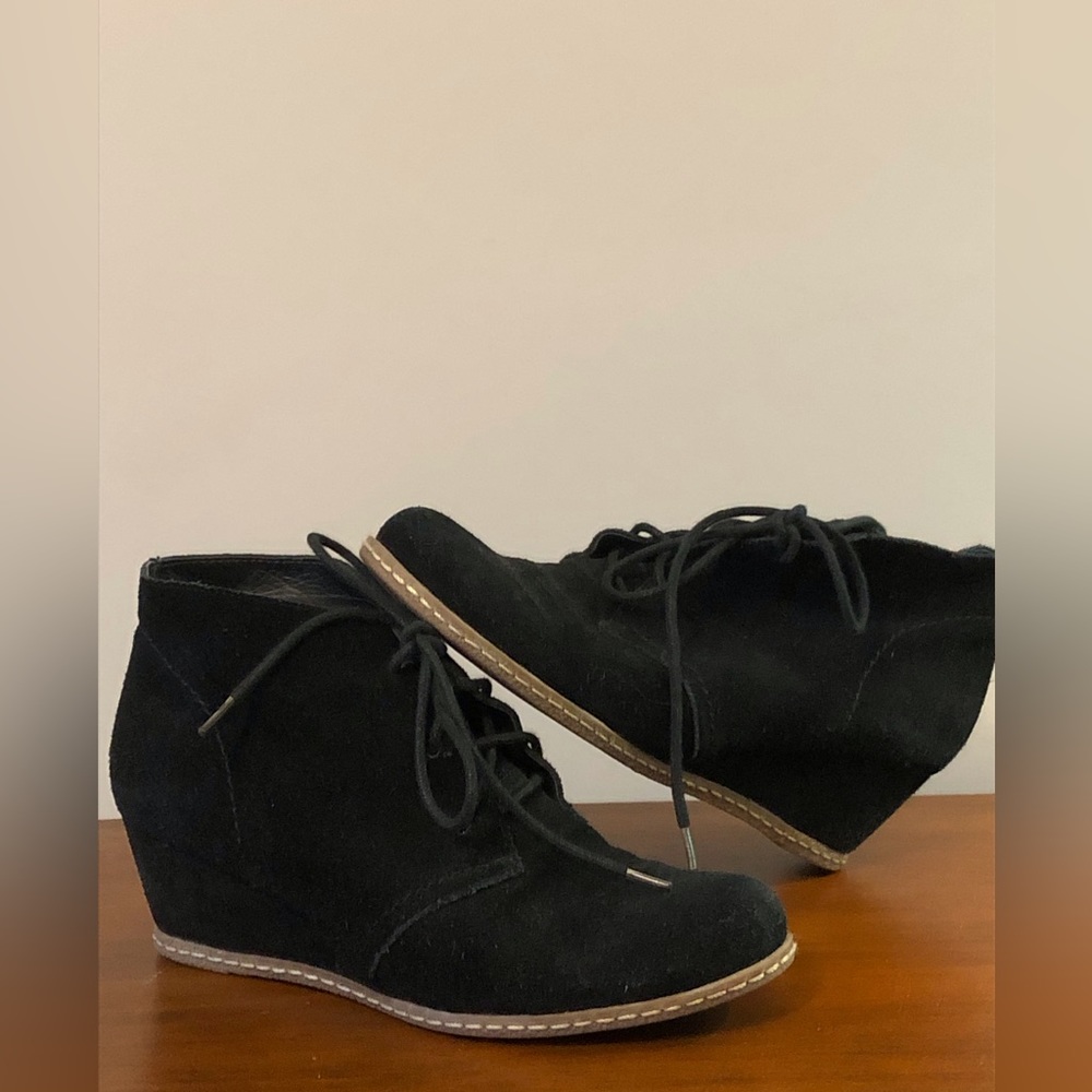 Franco Sarto suede leather wedge booties